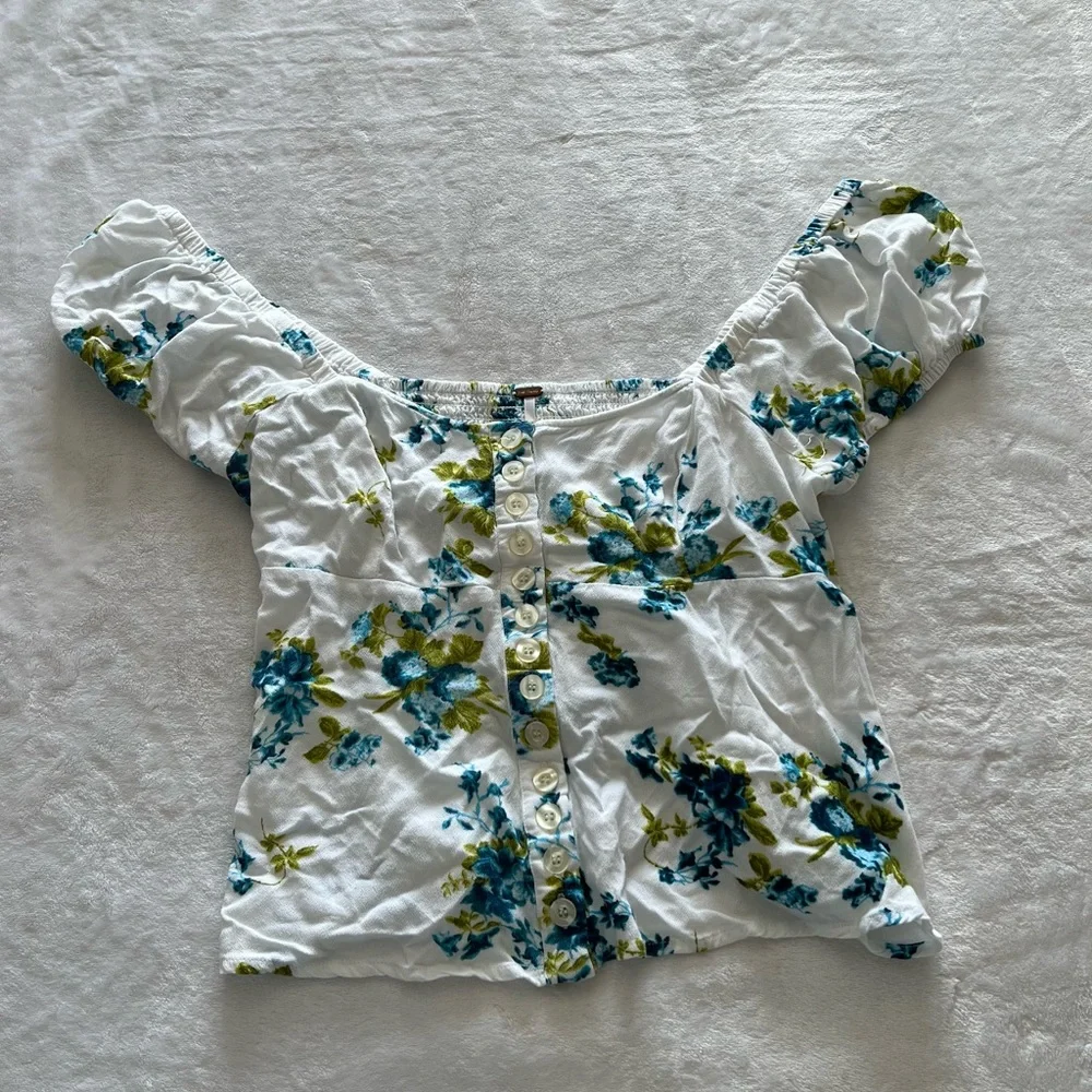Free People Close to You Ivory Floral Print Top - Picture 3 of 8